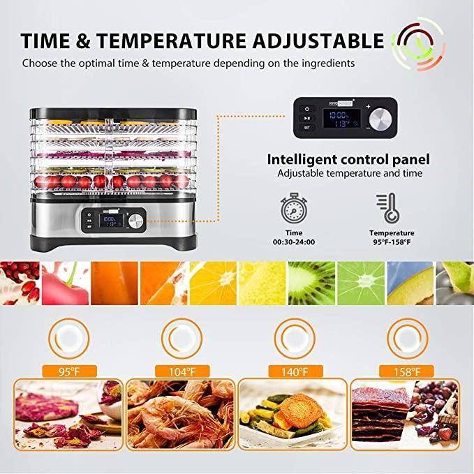 VIVOHOME Best Food Dehydrator Machine with Digital Timer and Temperature Control for Fruit Vegetable Meat Beef Jerky Maker BPA Free