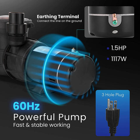 VIVOHOME 1.5 HP 8350 GPH Powerful Above Ground Swimming Pool Pump with Strainer Basket