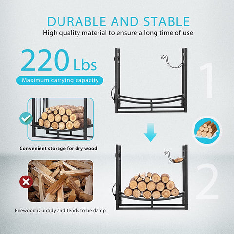 VIVOHOME Firewood Wood Storage with Fireplace Tool Set 33 Inches