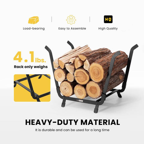 VIVOHOME 20 Inches Small Firewood Storage Log Rack Stand Wood Holder Indoor Outdoor Black
