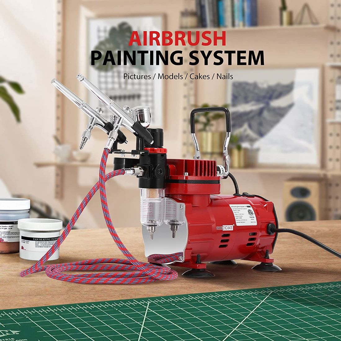 VIVOHOME Airbrush Machine Airbrushing Compressor Kit Set Sprayer Paint  Model