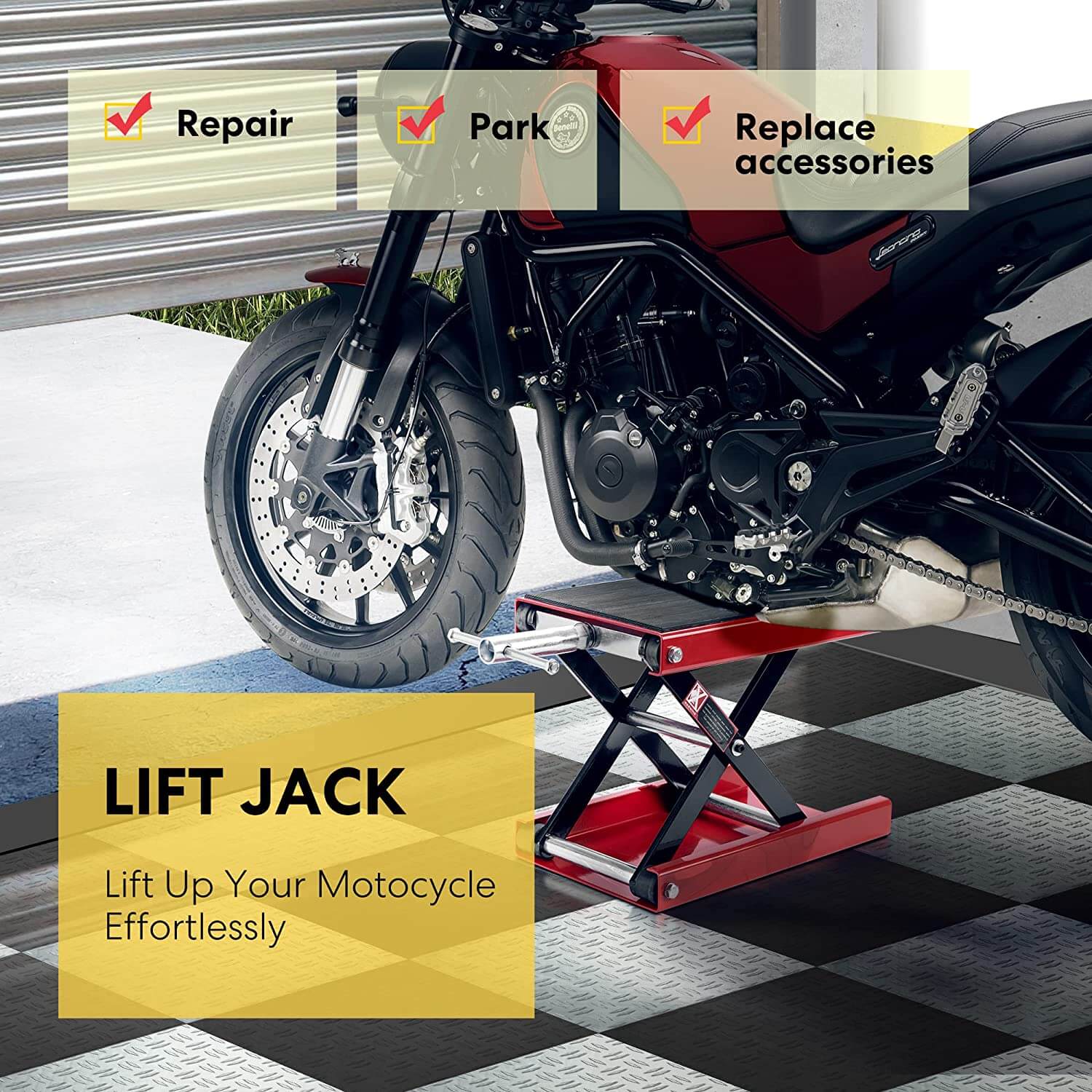 VIVOHOME Steel Motorcycle ATV Wide Deck Scissor Lift Jack Crank Hoist Stand 1100 lbs