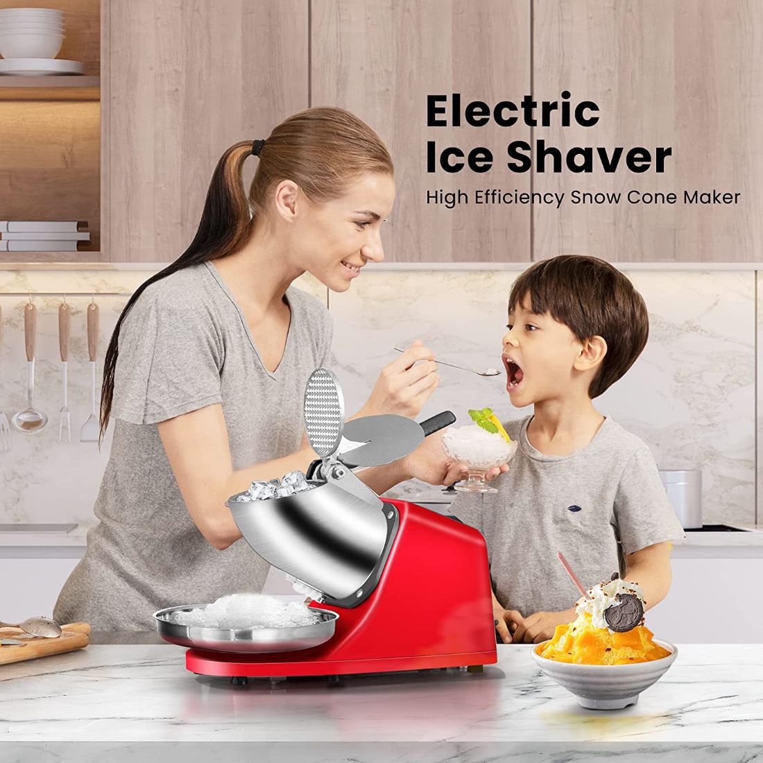 VIVOHOME Electric Ice Shaver Snow Cone Maker Machine Red
