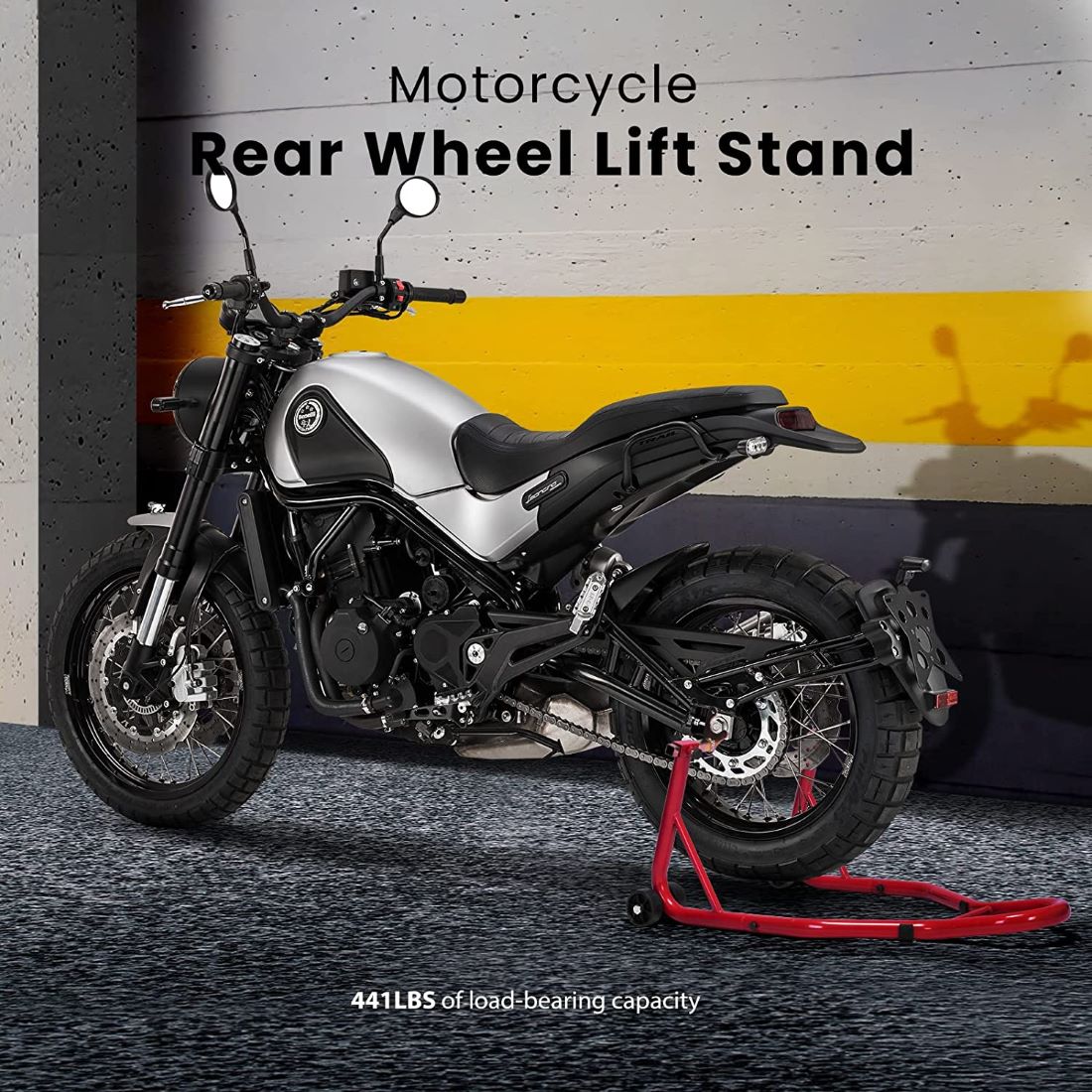 SPECSTAR Heavy Duty Motorcycle Rear Wheel Lift Universal Sport Bike Swingarm Spool Paddock Stand Combo for Suzuki Yamaha Honda Kawasaki Red