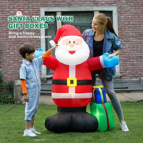 VIVOHOME 5ft Height Christmas Inflatable Santa with Gift Boxes Built-in LED Lights Blow up Outdoor Lawn Yard Decoration
