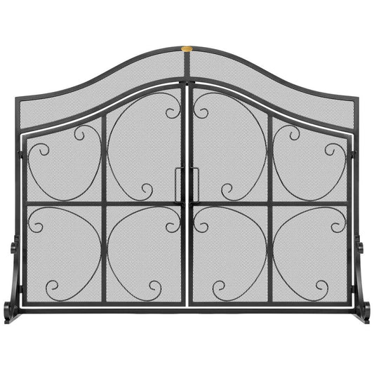 VIVOHOME Fireplace Screen Wrought Iron 43.3 x 34 Inch 1100